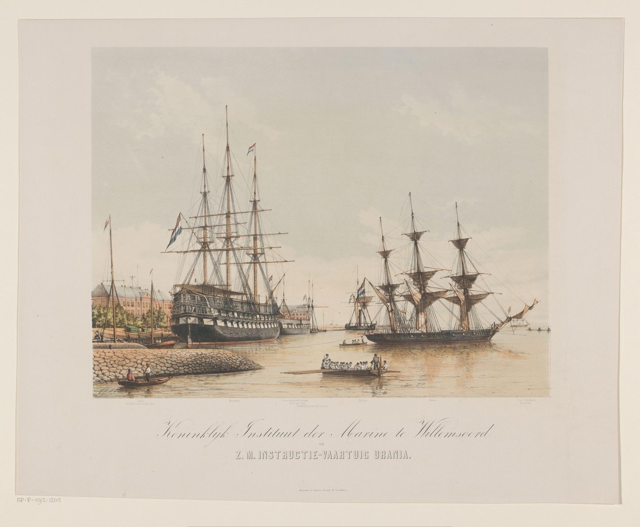 Corveta Z.M. Urania e navio da linha Z.M. Kortenaert Instituto Real da Marinha em Willemsoord e navio de instrução H.M. Urania (título do objeto) de Gerard Voorduin