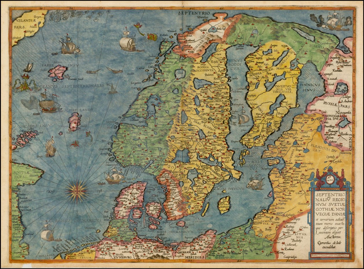 Mapa do Norte da Europa de 1593, de Gerard de Jode de Gerard de Jode