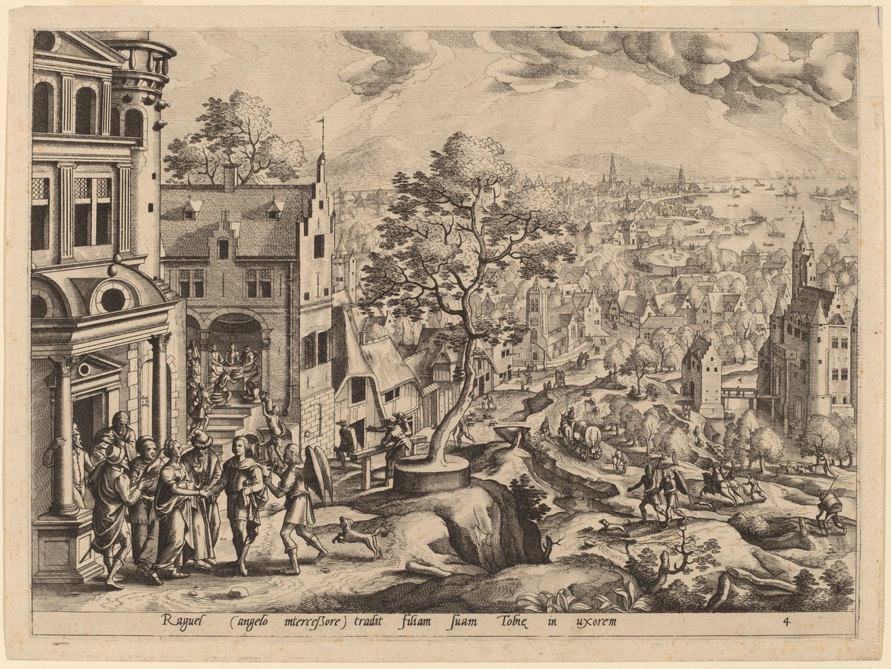 Tobias Chega à Casa de Raguel de Gerard de Jode after Hans Bol