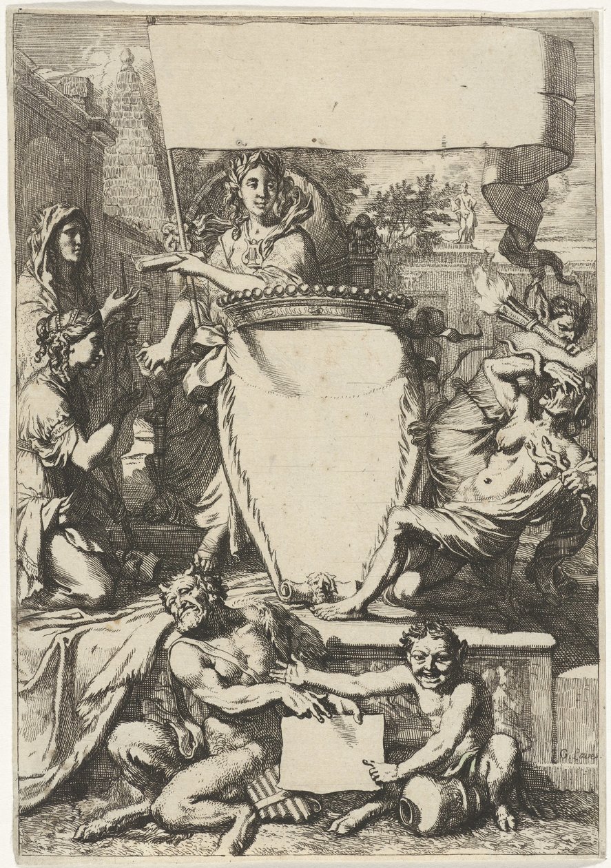 Cartouche rodeado de figuras alegóricas de Gerard de Lairesse