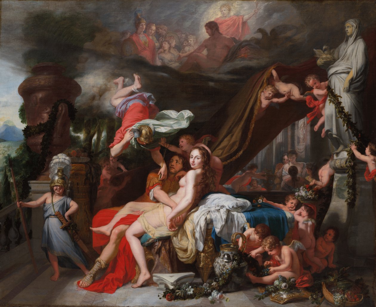 Hermes ordena que Calipso liberte Ulisses de Gerard de Lairesse