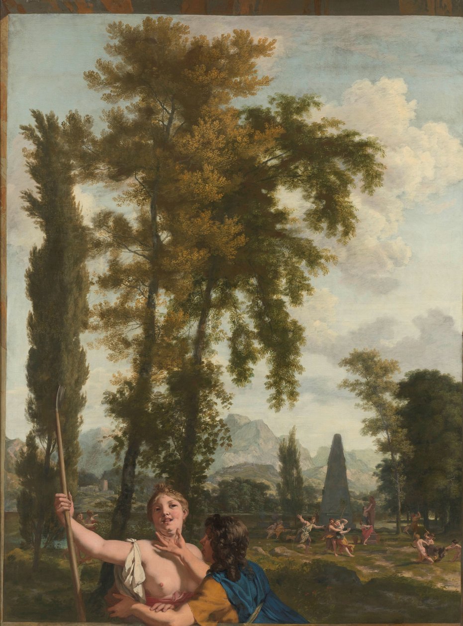 Paisagem italiana com pastor e pastora Decoração para um quarto na casa de Jacob de Flines em Amsterdã (título da série) de Gerard de Lairesse