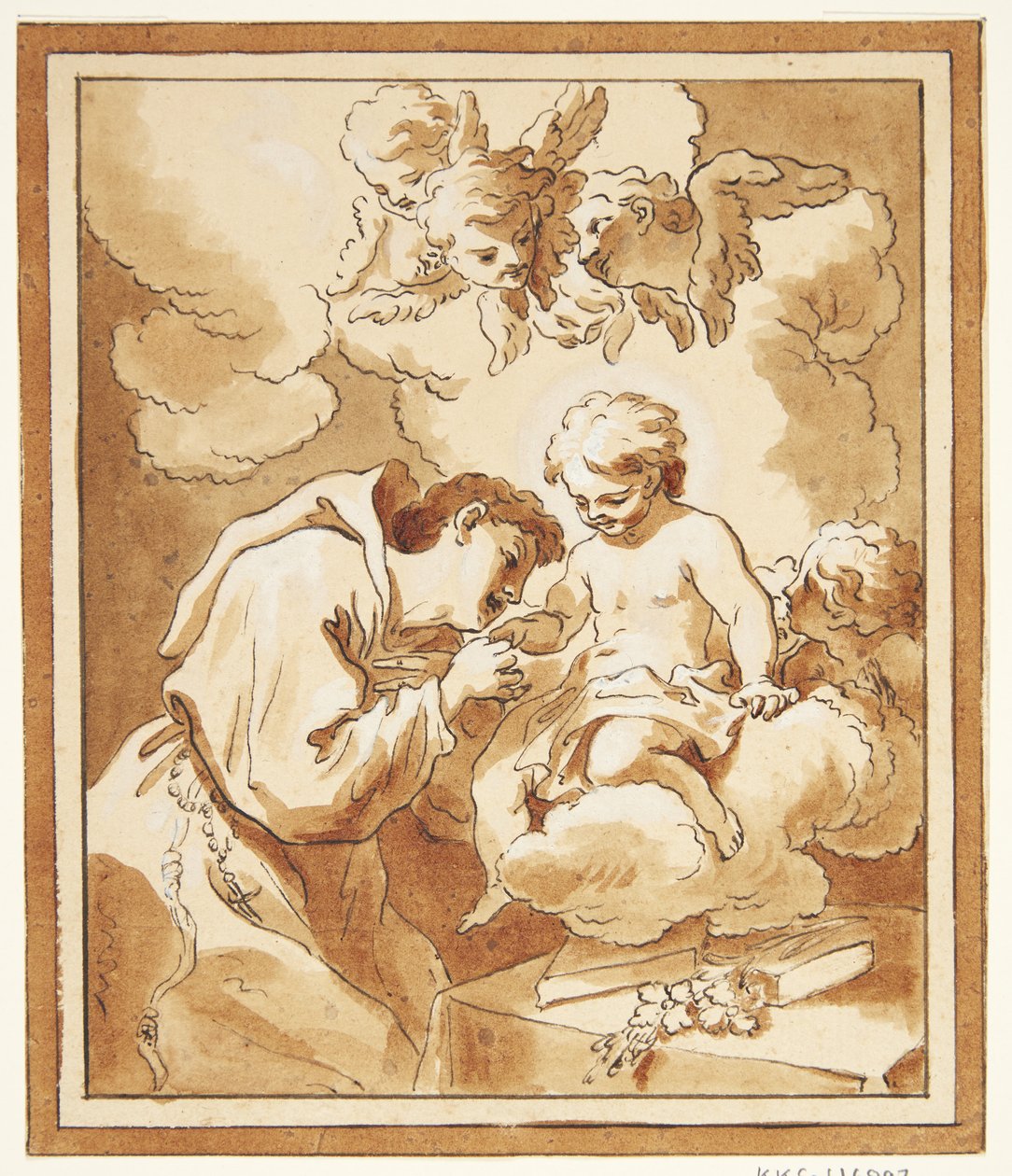 Menino Jesus flutuando em uma nuvem de Gerard de Lairesse