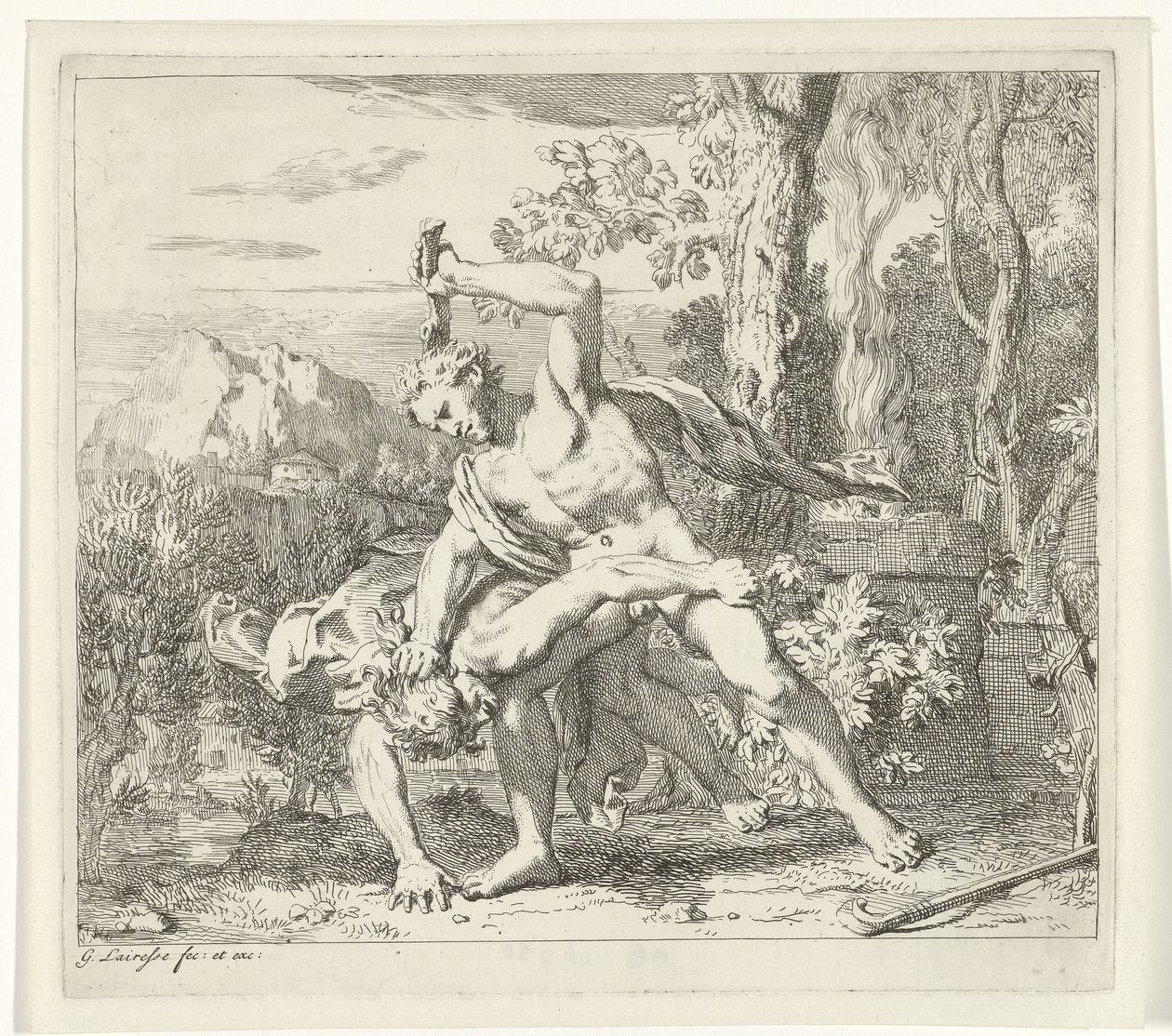Caim mata Abel Cenas de Gênesis de Gerard de Lairesse