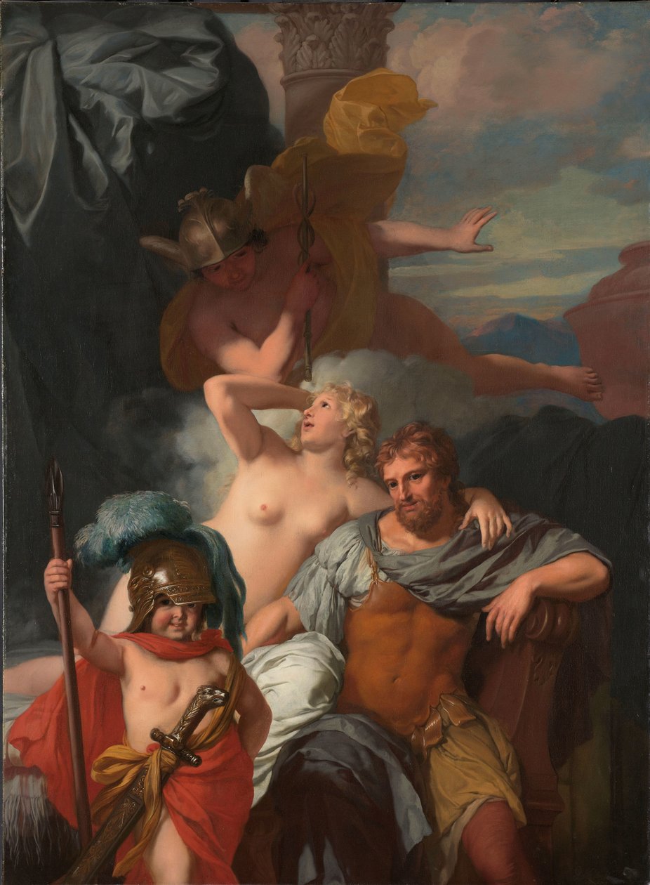 Mercúrio ordenando Calipso para libertar Odisseu de Gerard de Lairesse