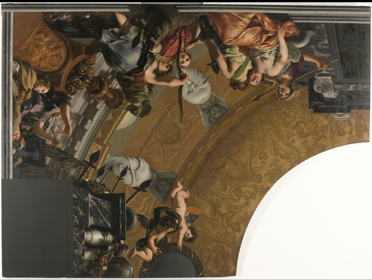 Parte (canto superior esquerdo) de uma pintura de tecto com Diana e as suas companheiras como cena principal de Gerard de Lairesse
