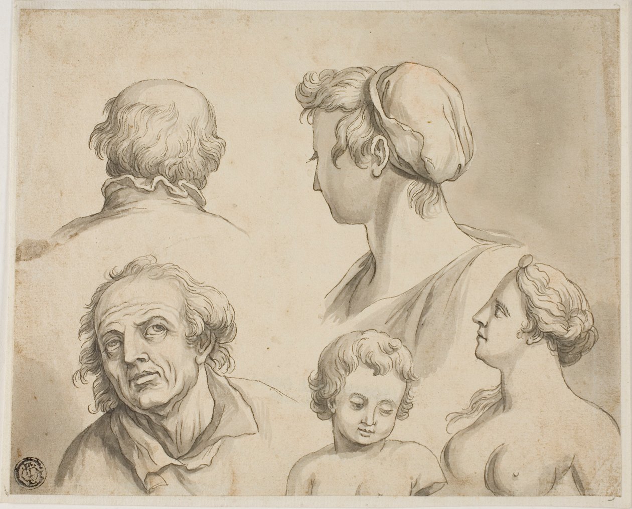 Esboços de cinco bustos de Gerard de Lairesse
