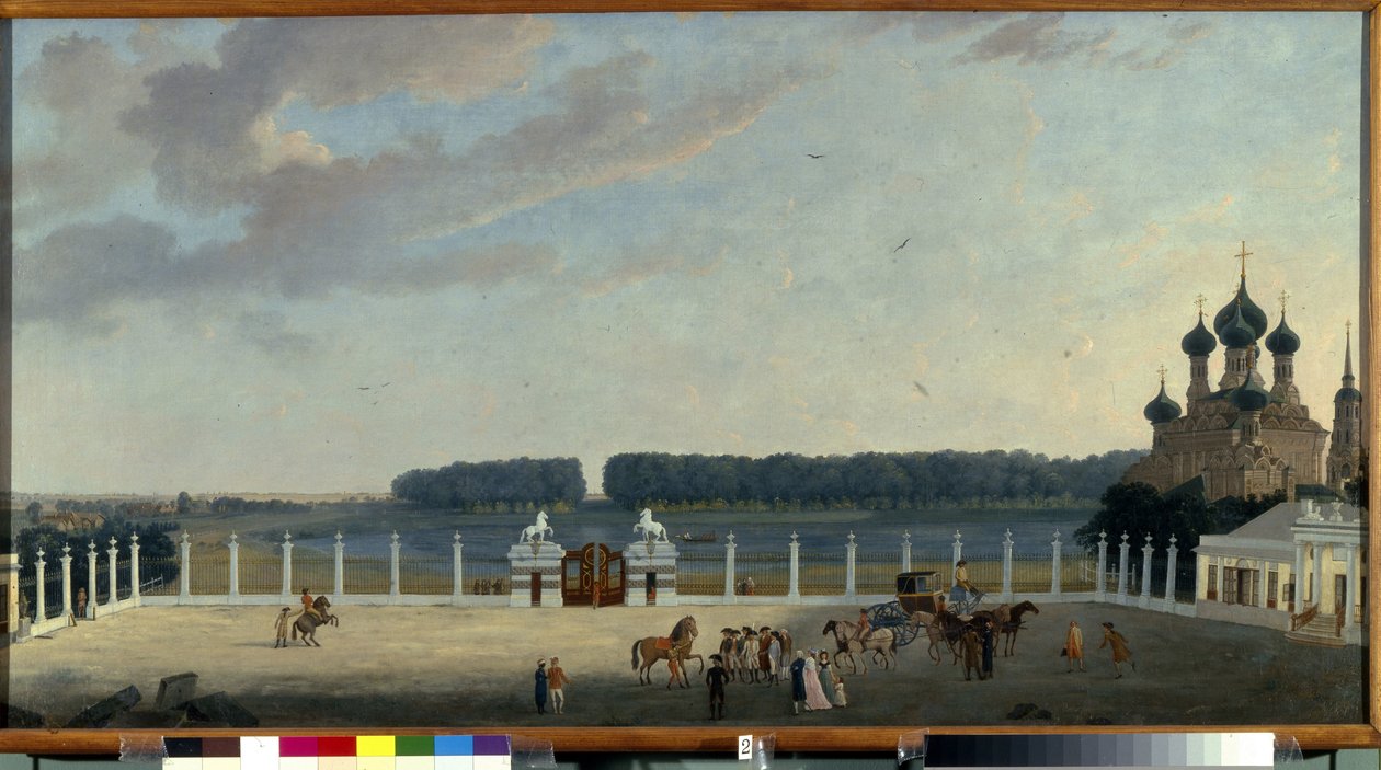 A Vista das Janelas do Palácio Ostankino (Moscovo). Pintura de Gerard de la Barthe (activo 1787-1810), óleo sobre tela, ca. 1790. Arte francesa do século XVIII. Museu Estatal Russo, São Petersburgo. de Gerard de la Barthe