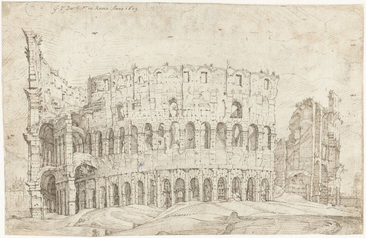 Exterior das ruínas do Coliseu, Roma de Gerard ter Borch