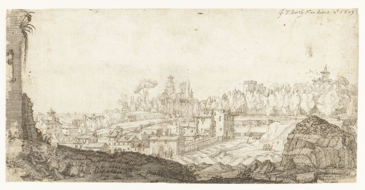 Vista do Pincio do sudeste, Roma de Gerard ter Borch