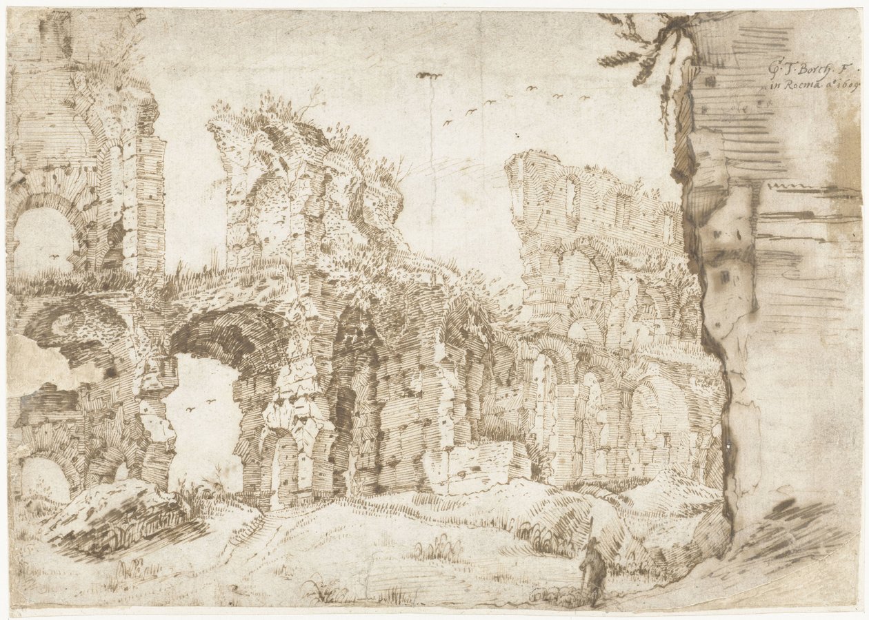 Ruínas do Coliseu, Roma, vistas de dentro de Gerard ter Borch