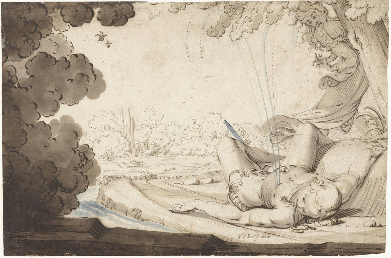 Thisbe descobre o Piramus morto de Gerard ter Borch