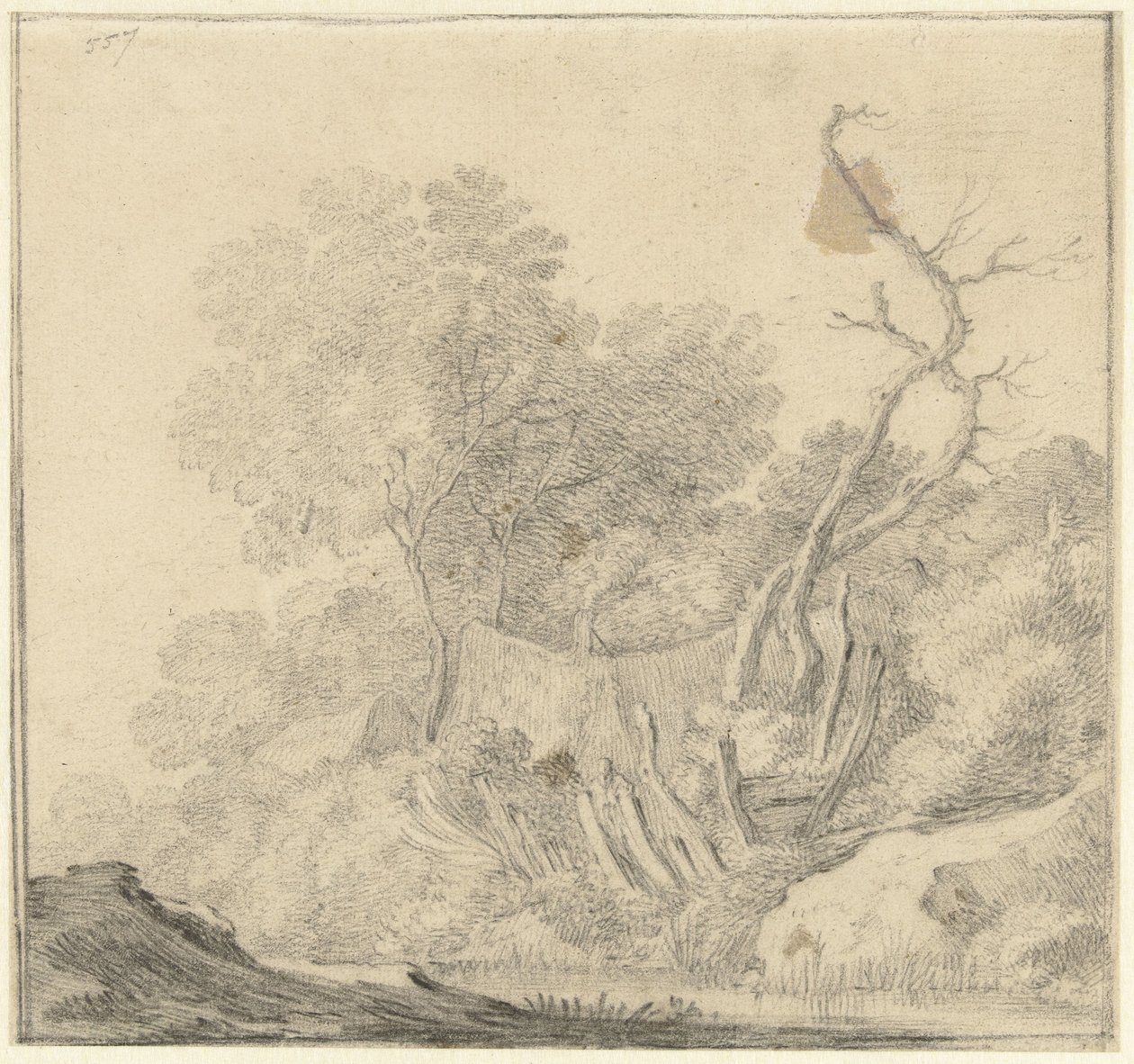 Casas entre árvores perto de água de Gerard ter Borch (II) (possibly)