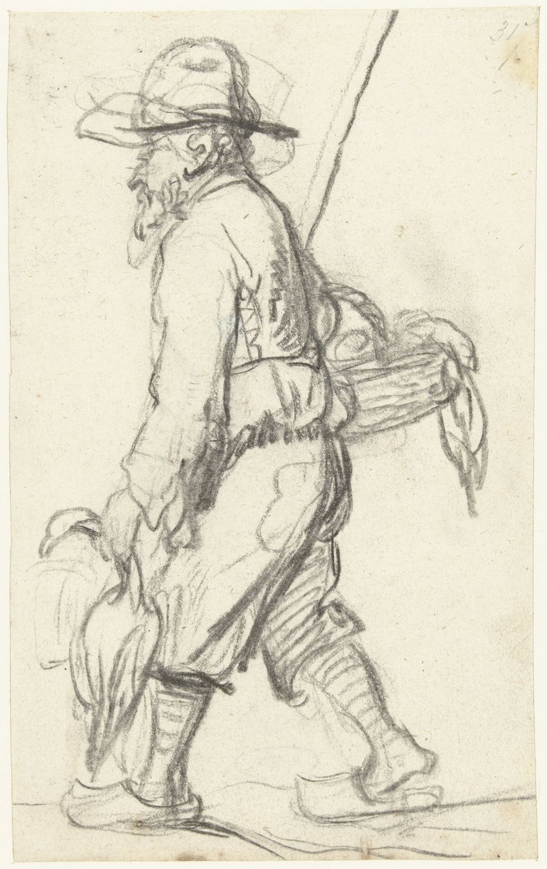 Caçador com um cesto de patos de Gerard ter Borch (II) (possibly)