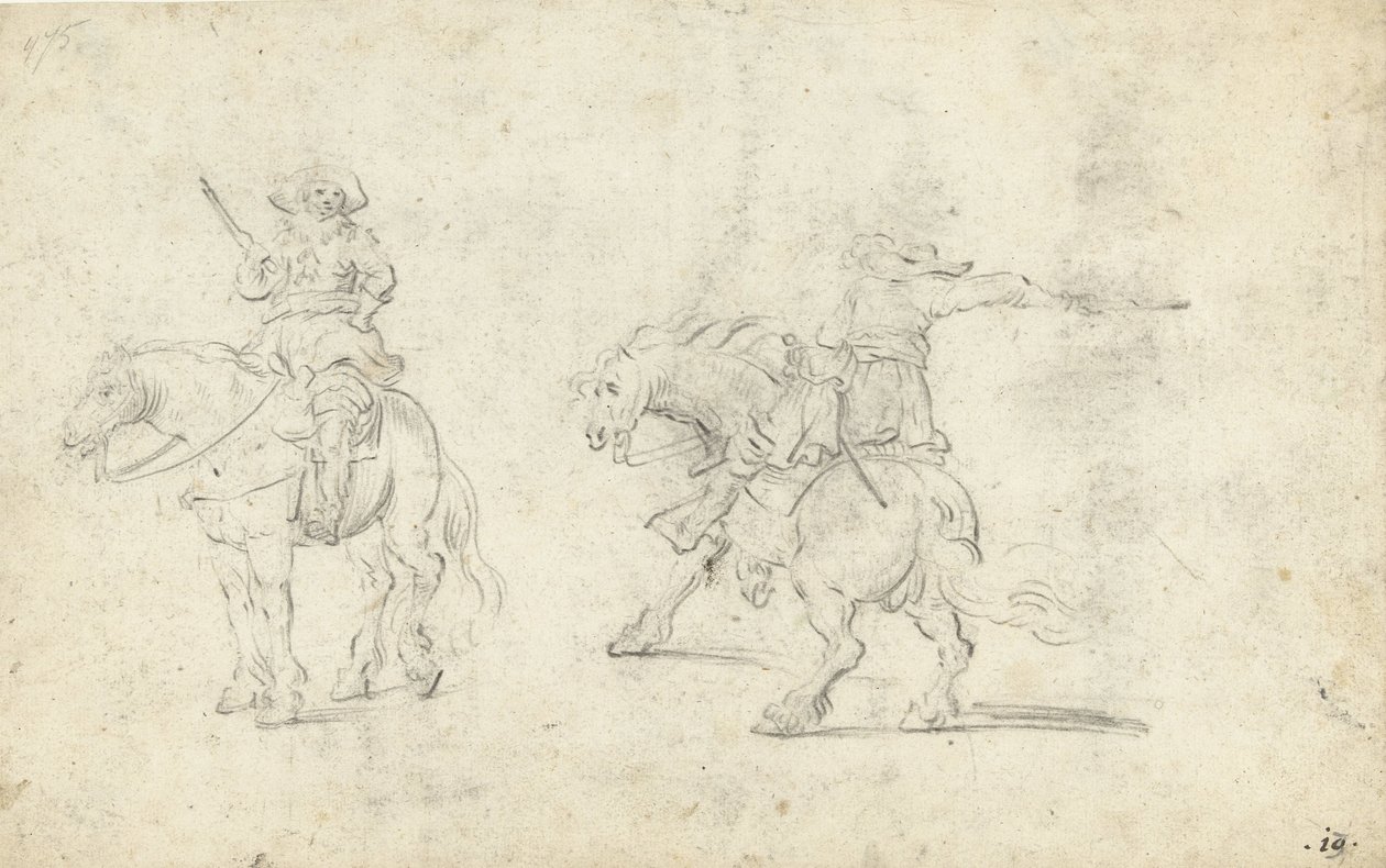 Dois soldados a cavalo de Gerard ter Borch (II) (possibly)