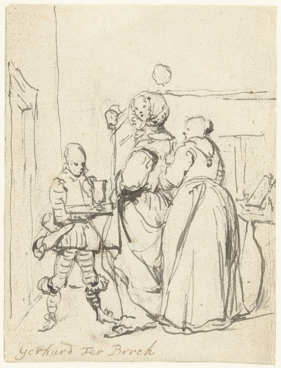 Senhora ocupada com a sua casa de banho de Gerard ter Borch (II)
