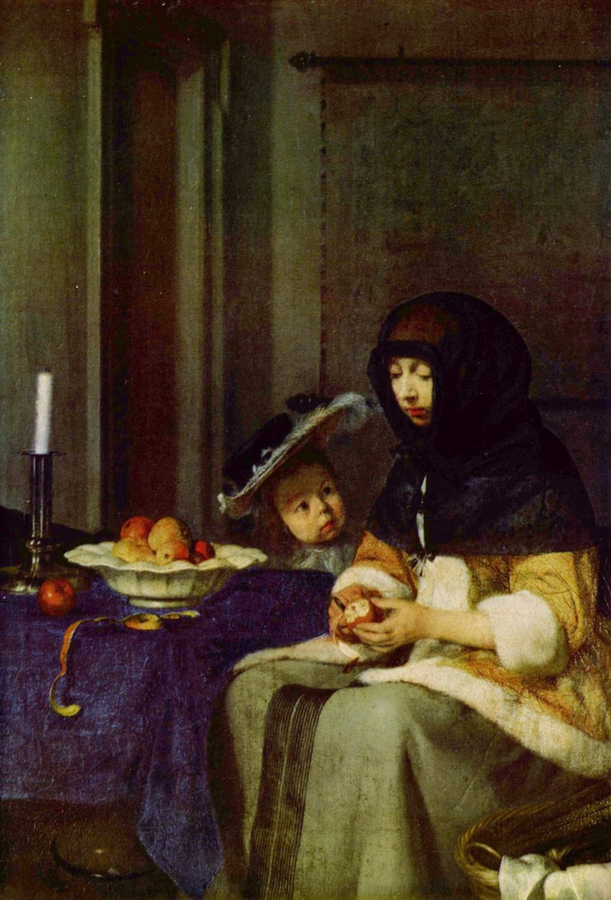 Alemão: Apfelschälerin Descascador de maçãs de Gerard ter Borch