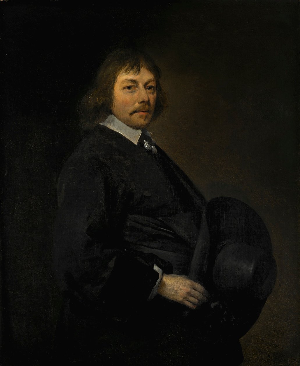 Retrato de um homem com o seu chapéu na mão de Gerard ter Borch