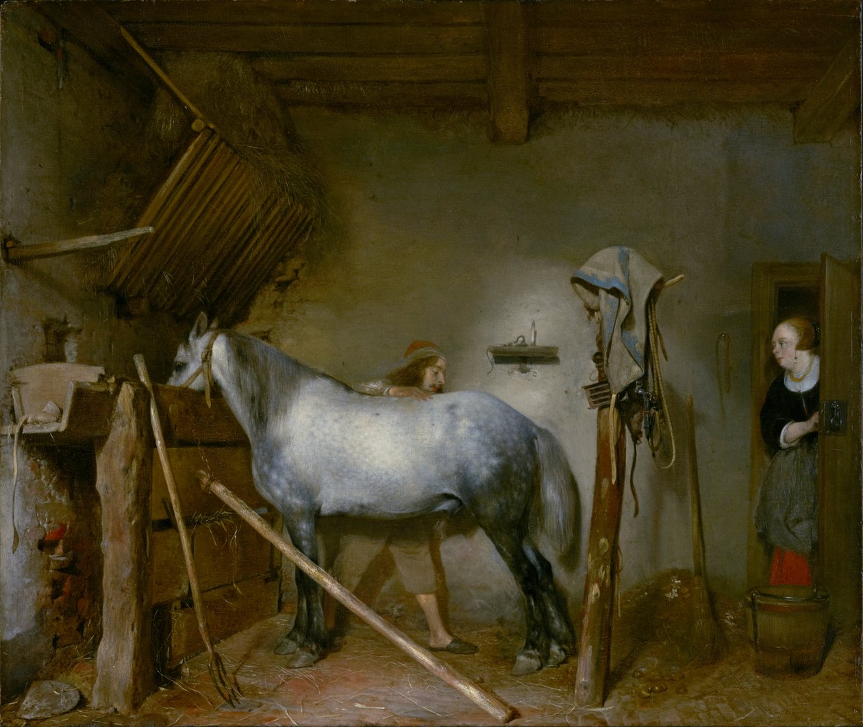 Cavalo em um estábulo, c.1652-54 de Gerard ter Borch