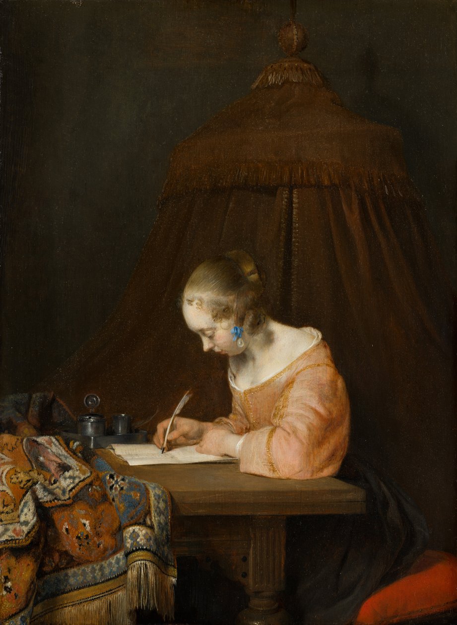 Mulher escrevendo uma carta, c.1655 de Gerard ter Borch