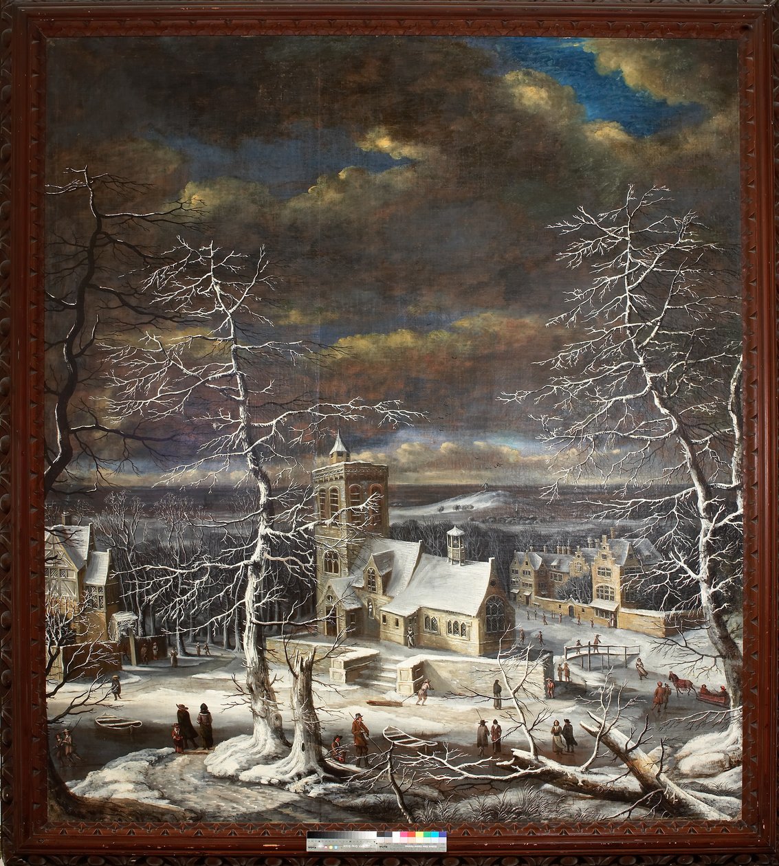Uma Aldeia no Inverno com figuras sobre o gelo (óleo sobre tela) de Gerard van Edema