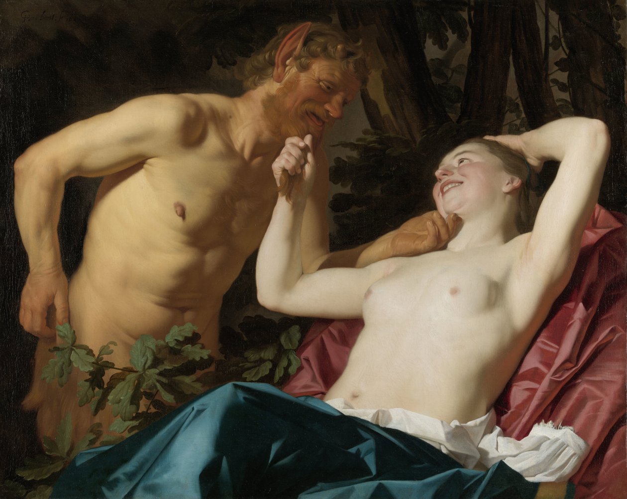 Satyr e Ninfa de Gerard van Honthorst (signed by artist)