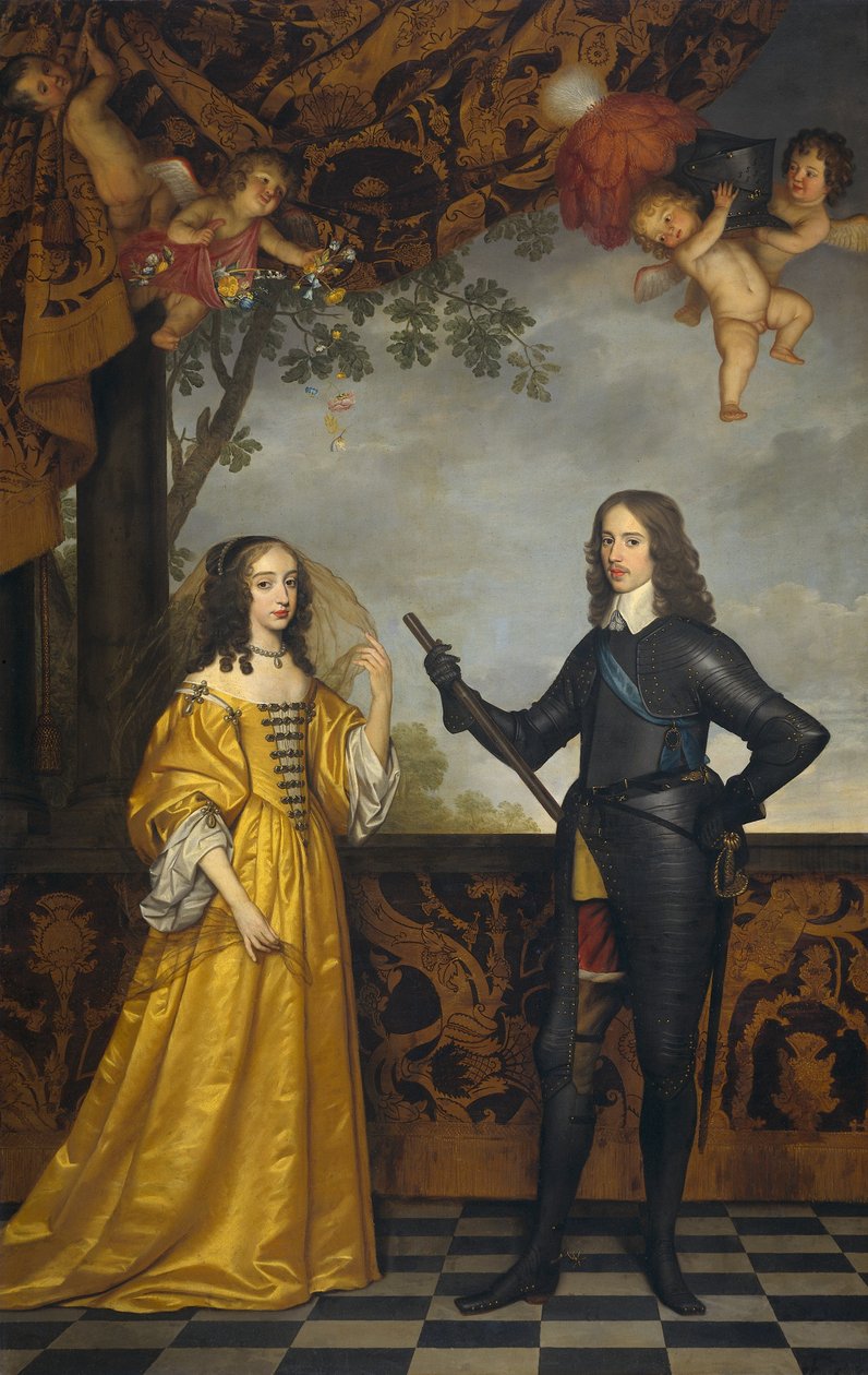 Retrato duplo de Guilherme II (1626-1650), Príncipe de Orange, e sua esposa Mary Stuart (1631-1660). de Gerard van Honthorst