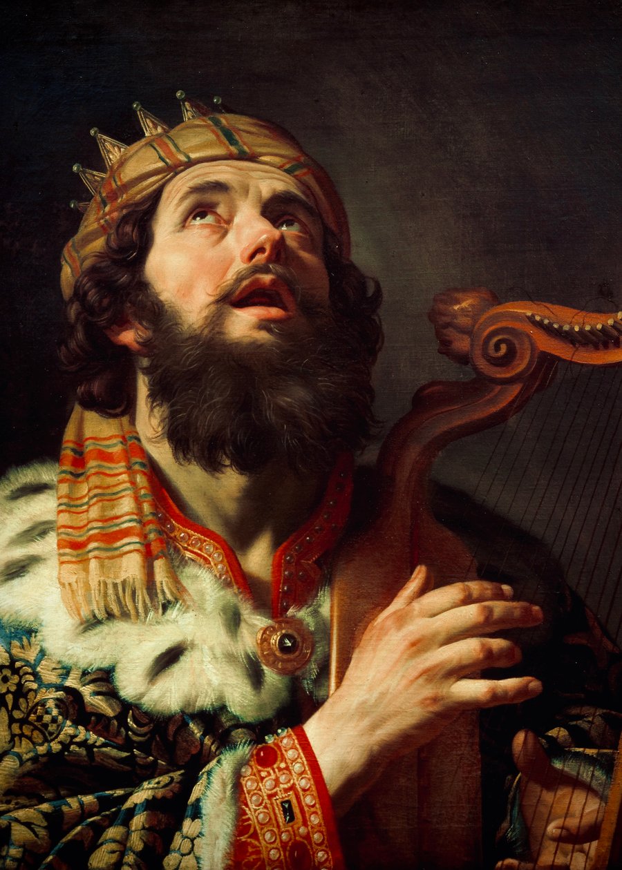 Neerlandês: Harpspelende koning David King David Playing the Harp de Gerard van Honthorst