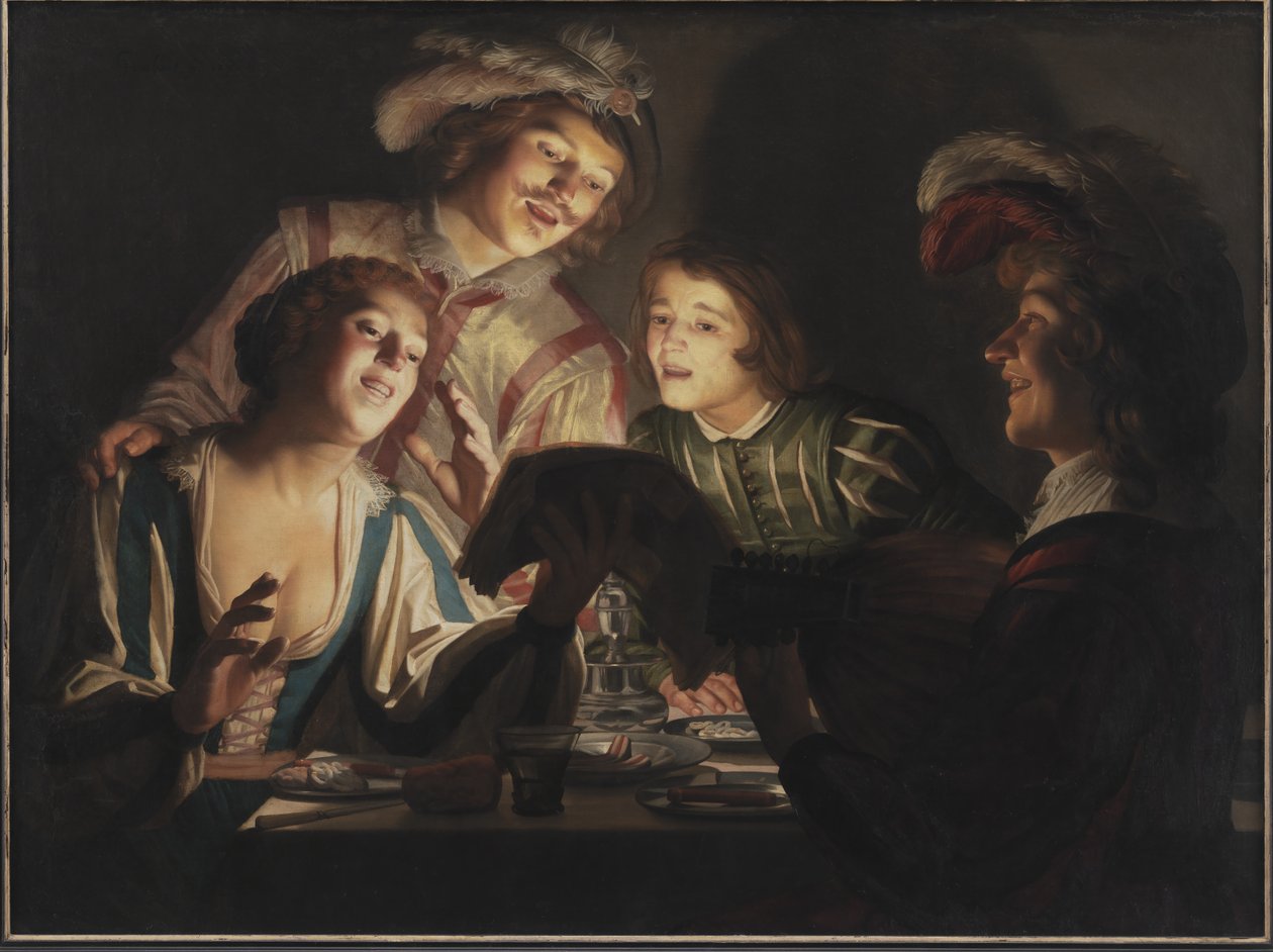 Grupo musical à luz de velas de Gerard van Honthorst