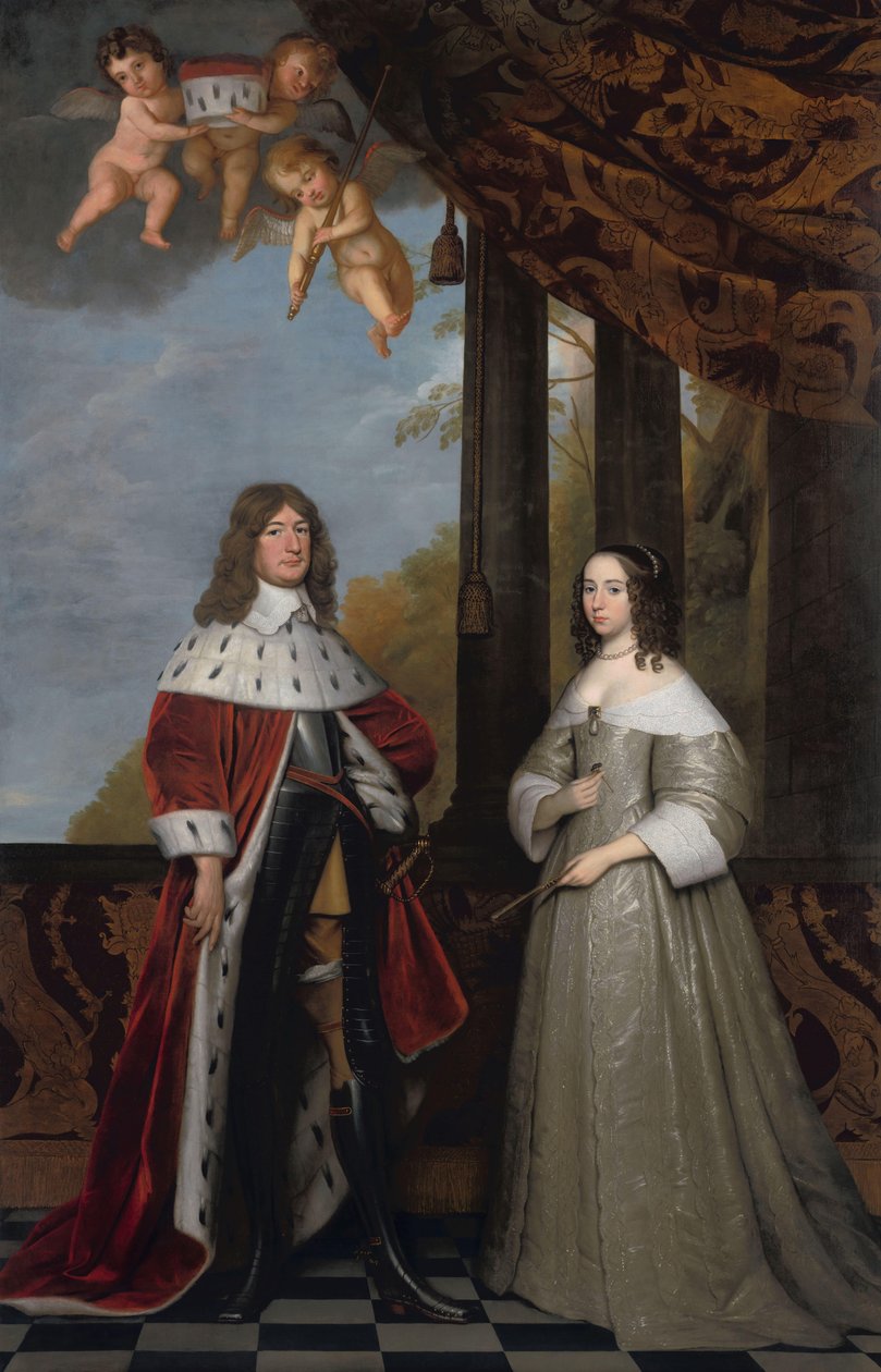 Retrato de Friedrich Wilhelm (1620-88), Eleitor de Brandemburgo, e sua esposa Louise Henriette (1627-67), Condessa de Orange-Nassau de Gerard van Honthorst