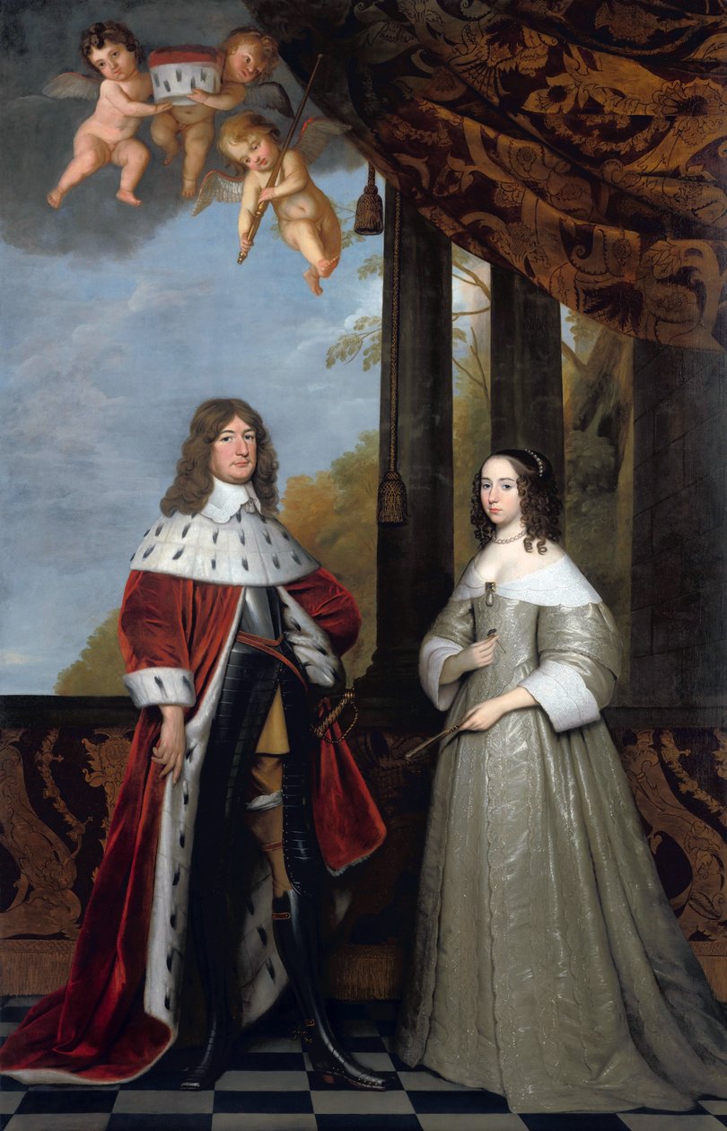 Retrato de Friedrich Wilhelm, Eleitor de Brandeburgo, e da sua mulher Louise Henriette, Condessa de Orange-Nassau de Gerard van Honthorst
