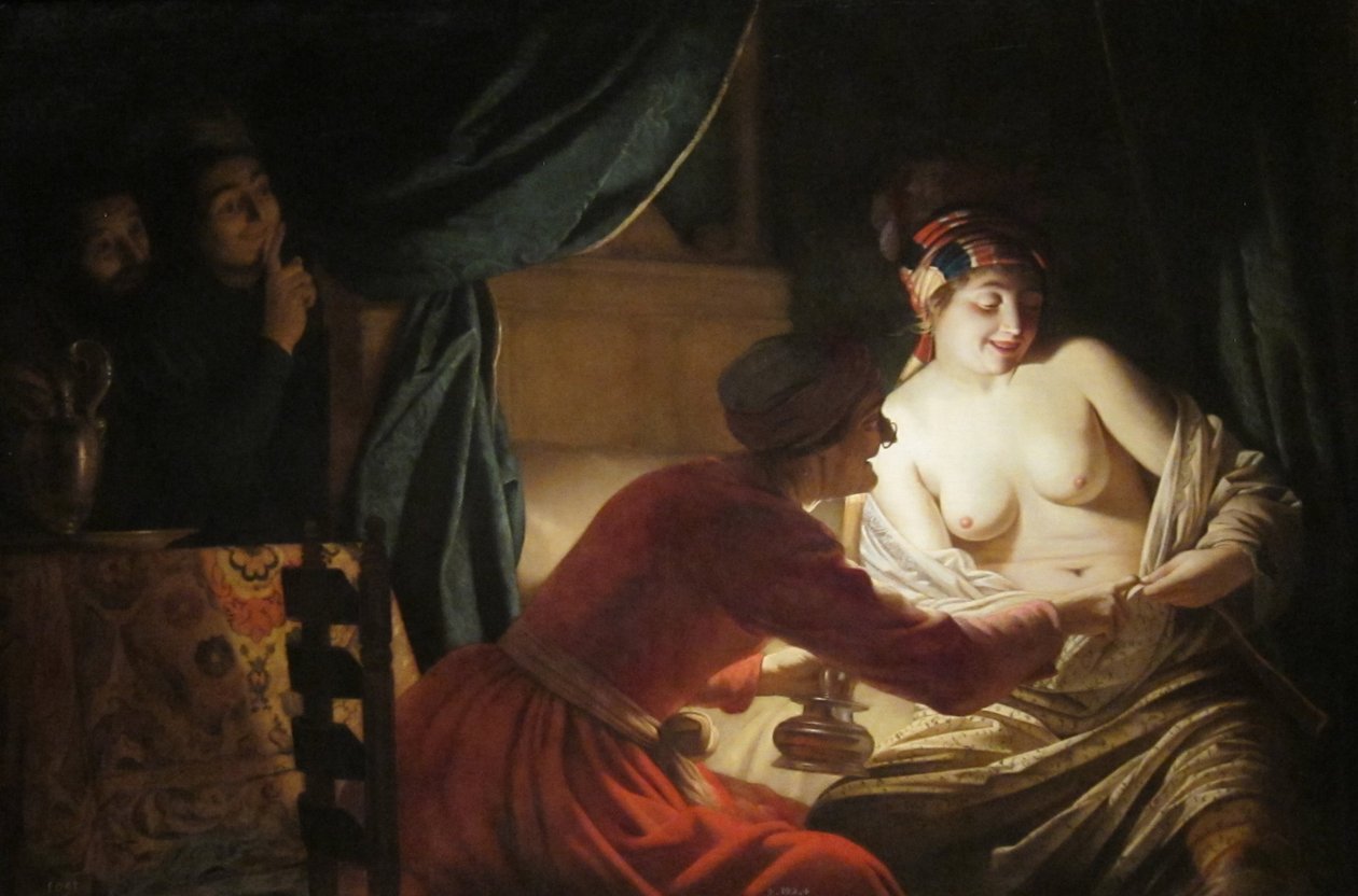 A caça às pulgas de Gerard van Honthorst