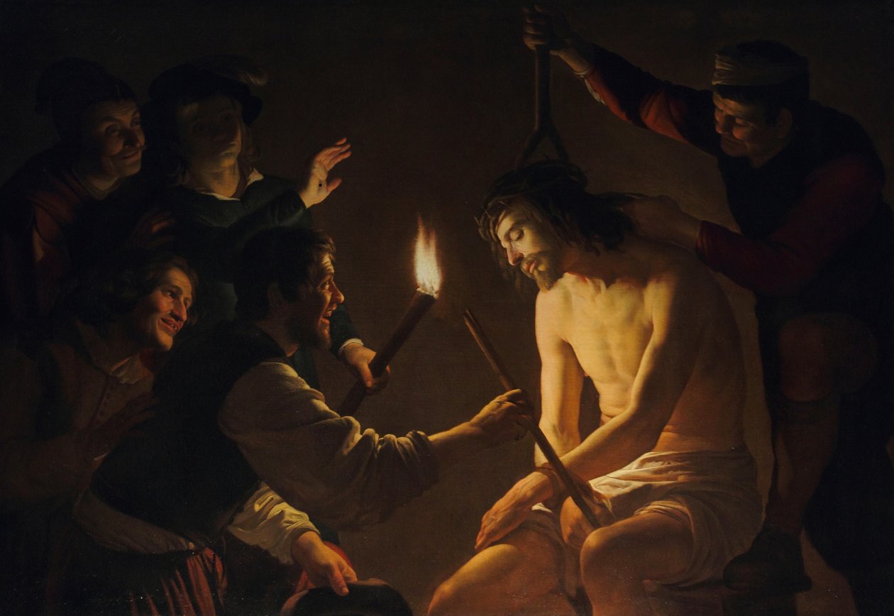 A zombaria de Cristo de Gerard van Honthorst