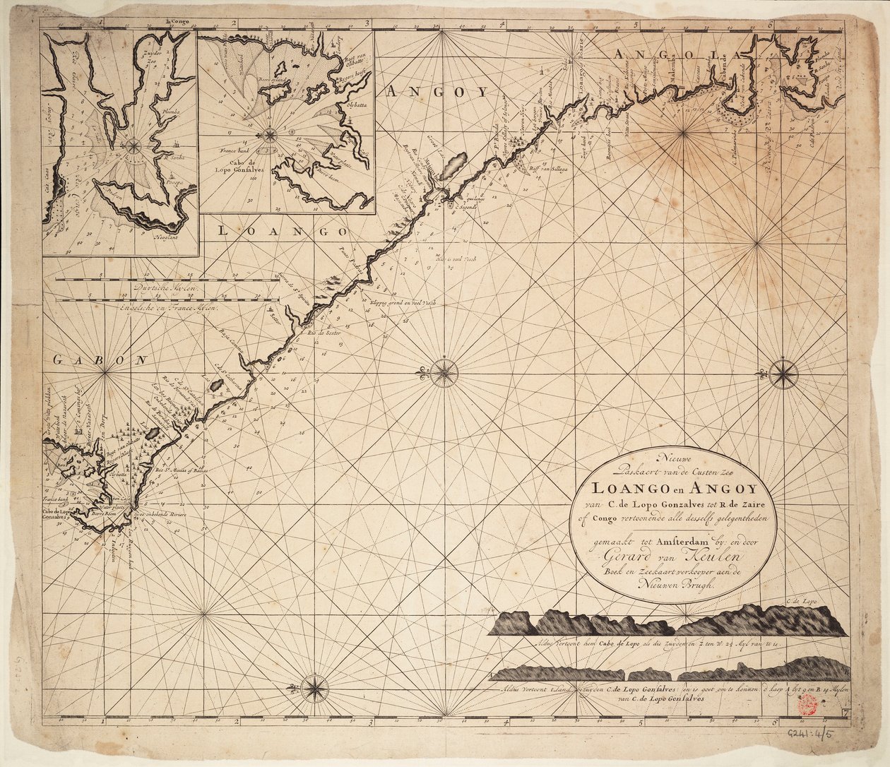 Carta do Golfo da Guiné, África, início do século XVIII (gravura) de Gerard van Keulen