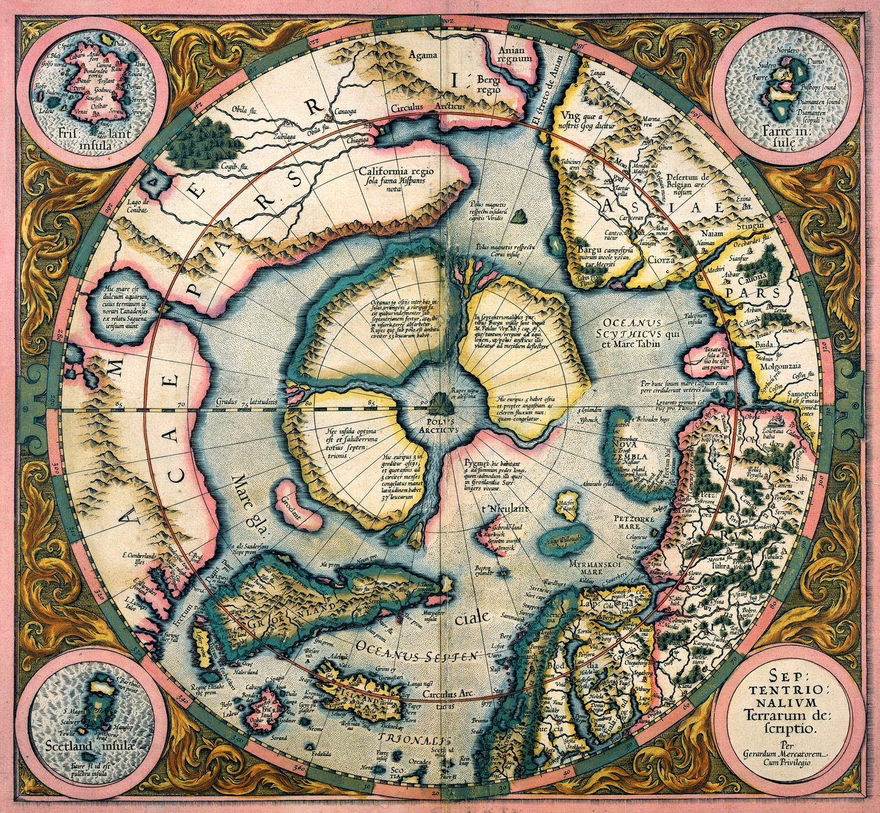 descrição mundo do Norte Mapa da América do Norte 1595 de Gerardus Mercator