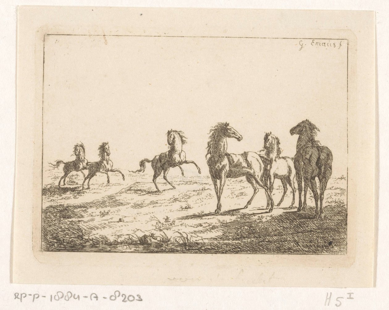Rebanho de cavalos selvagens Cavalos em liberdade de Gerardus Emaus de Micault