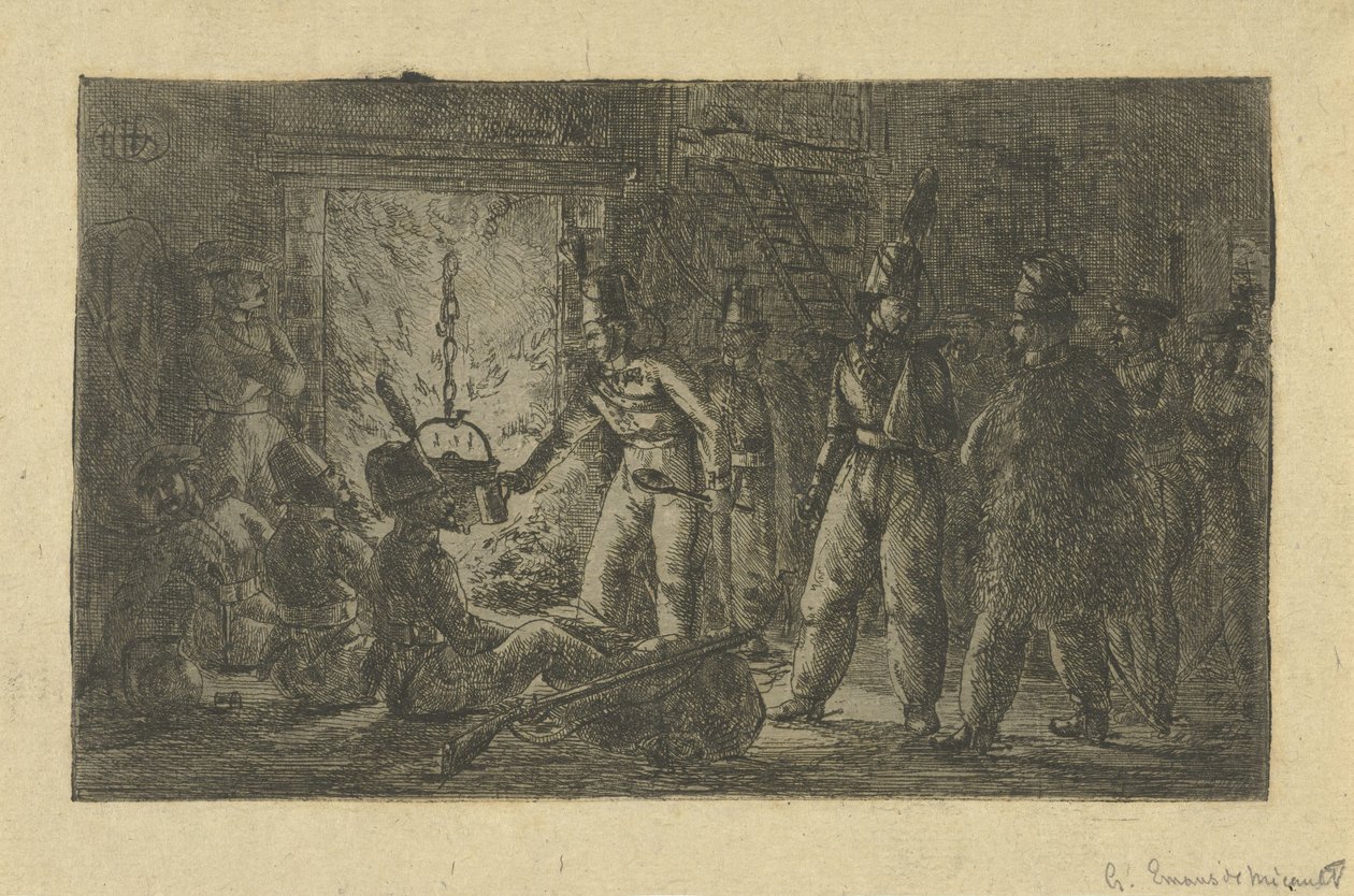 Soldados junto ao fogo de Gerardus Emaus de Micault