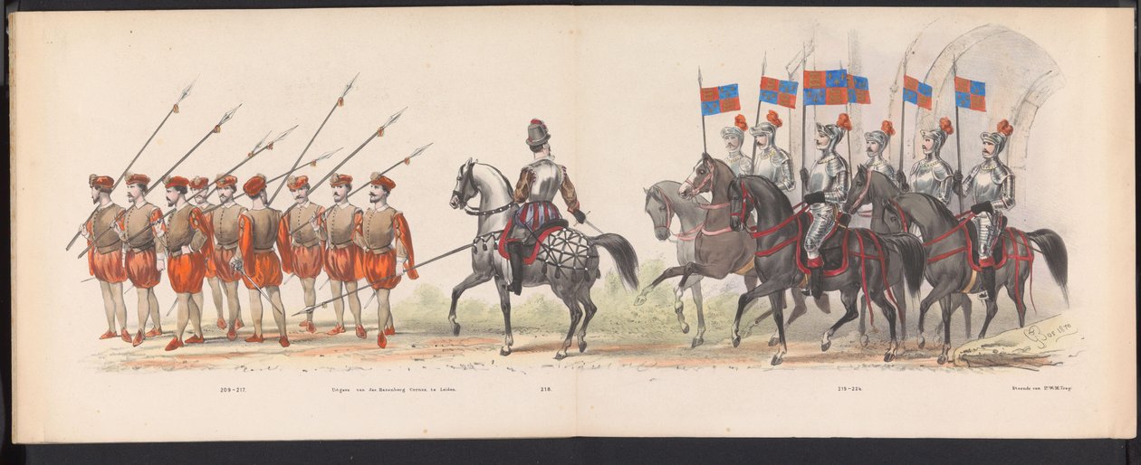 Máscara dos Estudantes de Leiden, 1870 (ilustração 18) Procissão fantasiada realizada pelos membros do corpo estudantil de Leiden em 7 de junho de 1870, em comemoração aos 295 anos da Leidsche Hoogeschool, retratando uma visita a Leiden em de Gerardus Johannes Bos