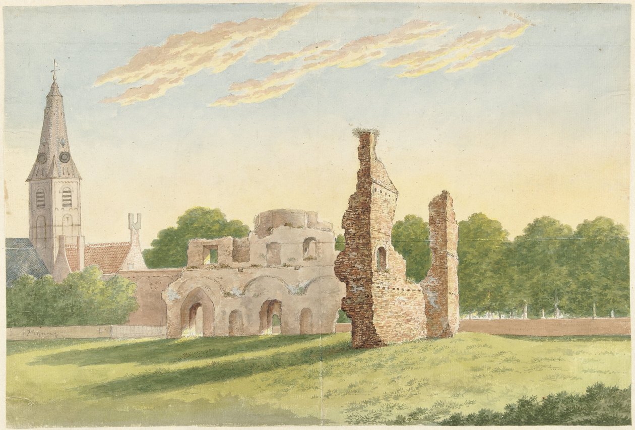 As ruínas da Abadia de Rijnsburg de Gerardus Johannes Verburgh