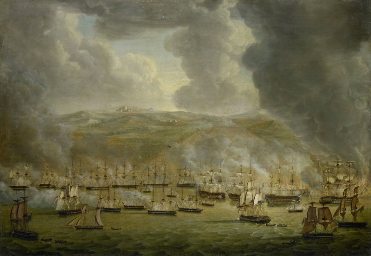 O Ataque do Esquadrão Combinado Anglo-Holandês em Argel, 1816 de Gerardus Laurentius Keultjes