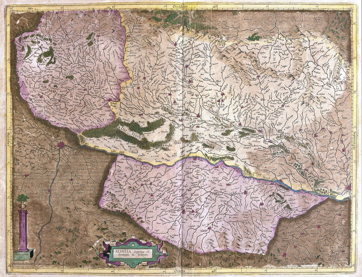 Alsace, norte da França (gravura de Gerardus Mercator