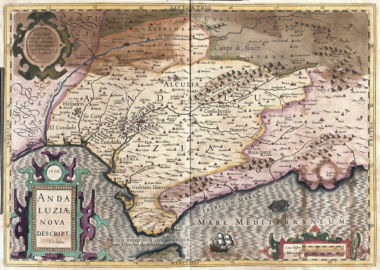 Andaluzia, Espanha (gravura de Gerardus Mercator