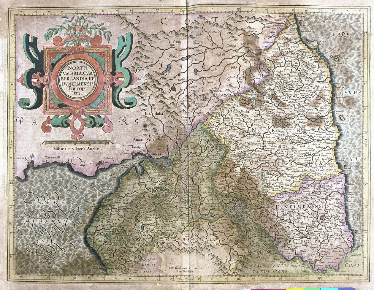 Inglaterra e Escócia (gravura de Gerardus Mercator