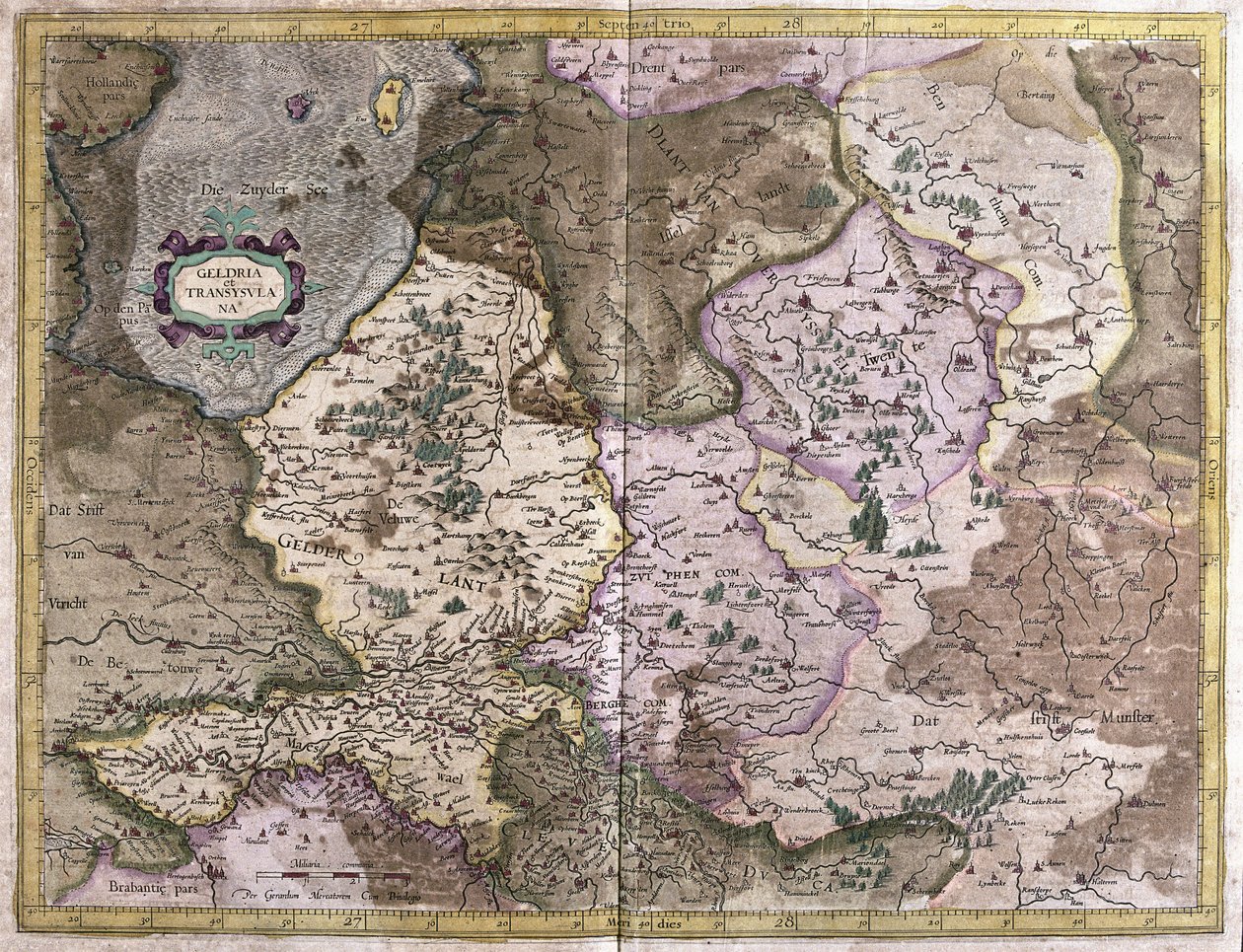 Gelderland e Overijssel, Holanda (gravura de Gerardus Mercator
