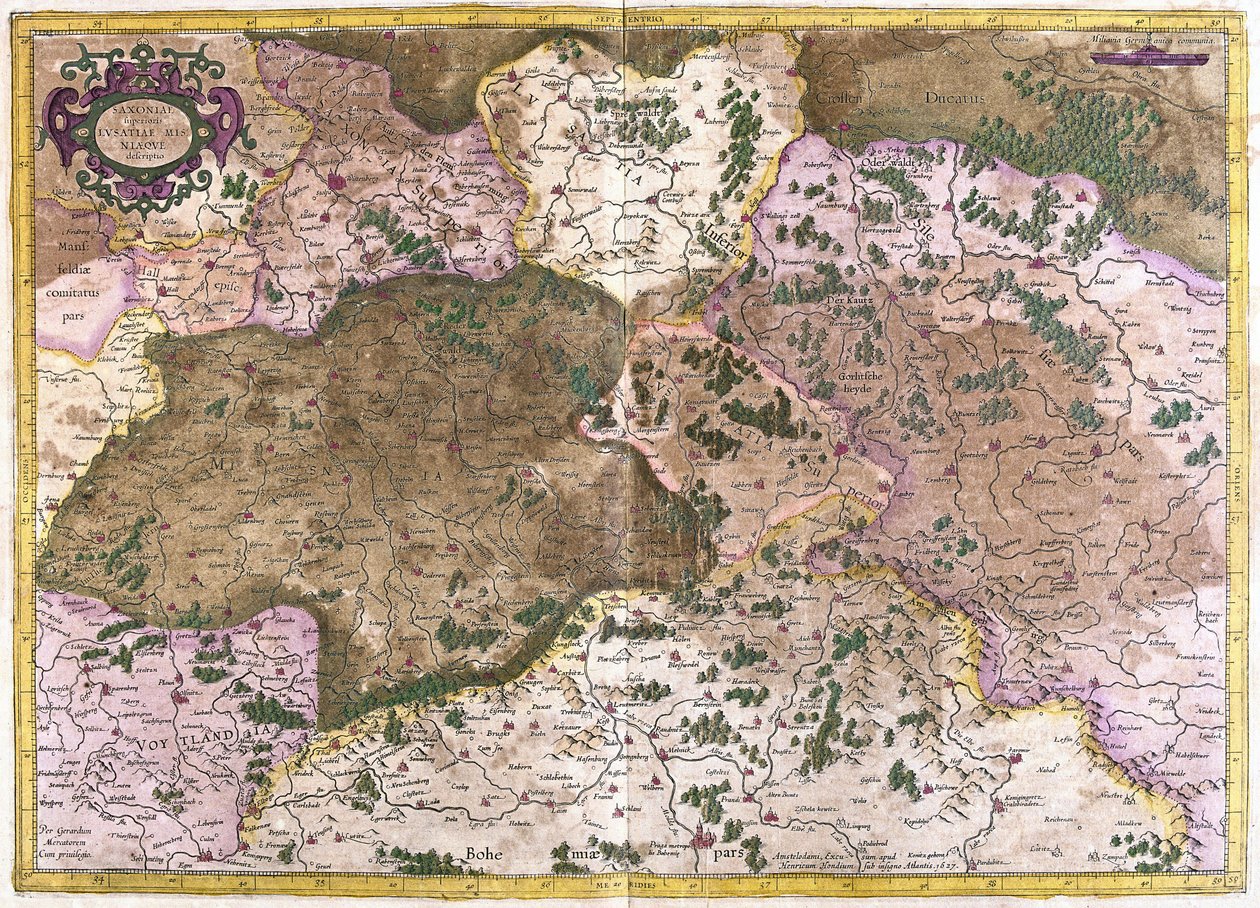 Alemanha, Tchecoslováquia e Polônia (gravura de Gerardus Mercator