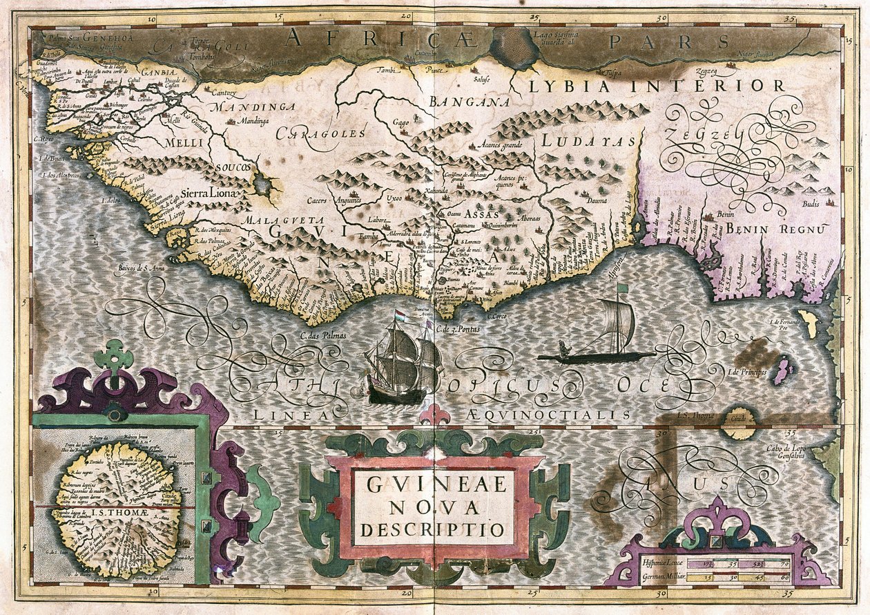 Guiné, Líbia - África (gravura de Gerardus Mercator