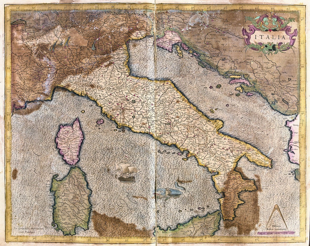 Itália (gravura de Gerardus Mercator