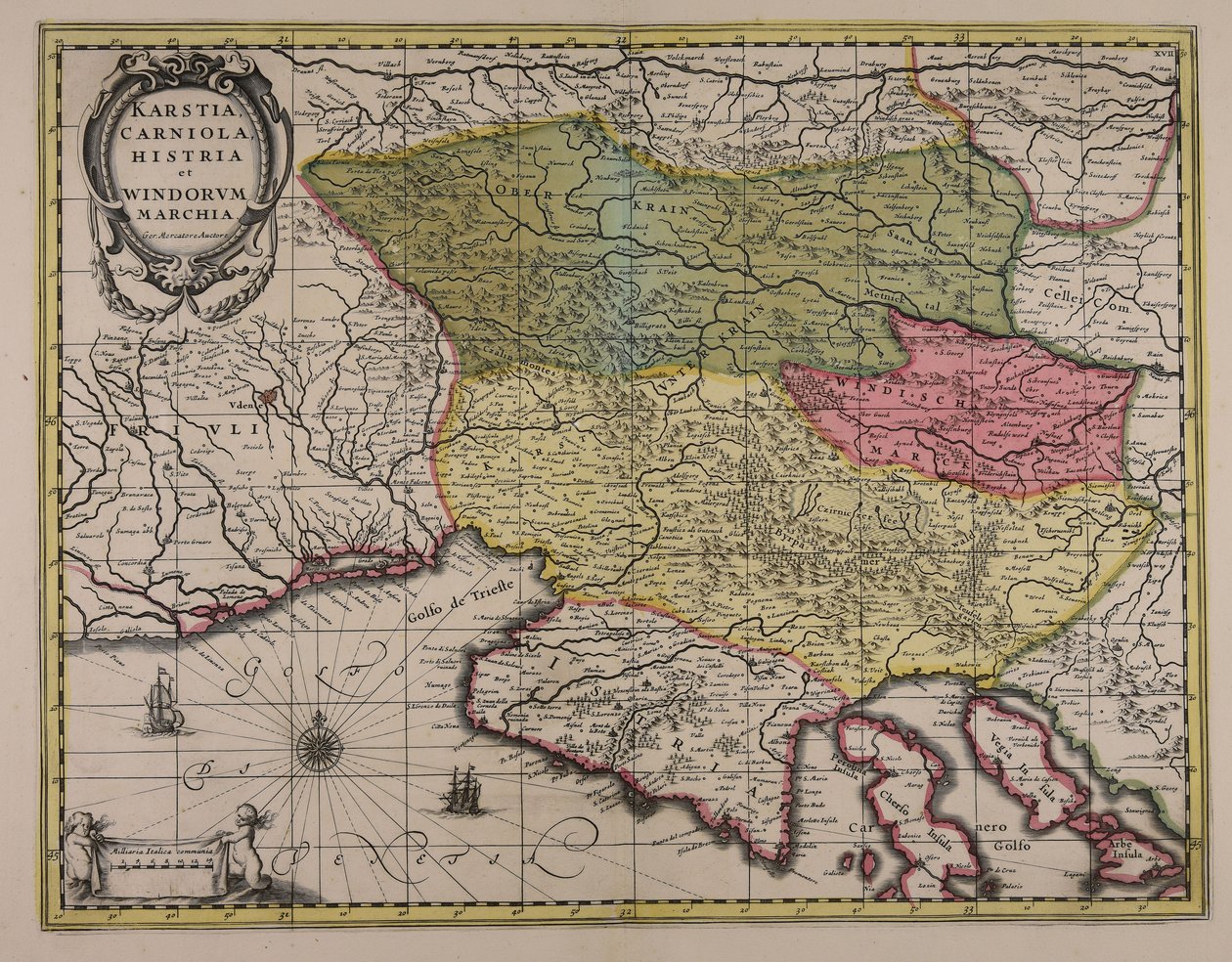 Karstia, Carniola, Histria et Windorum marchia de Gerardus Mercator