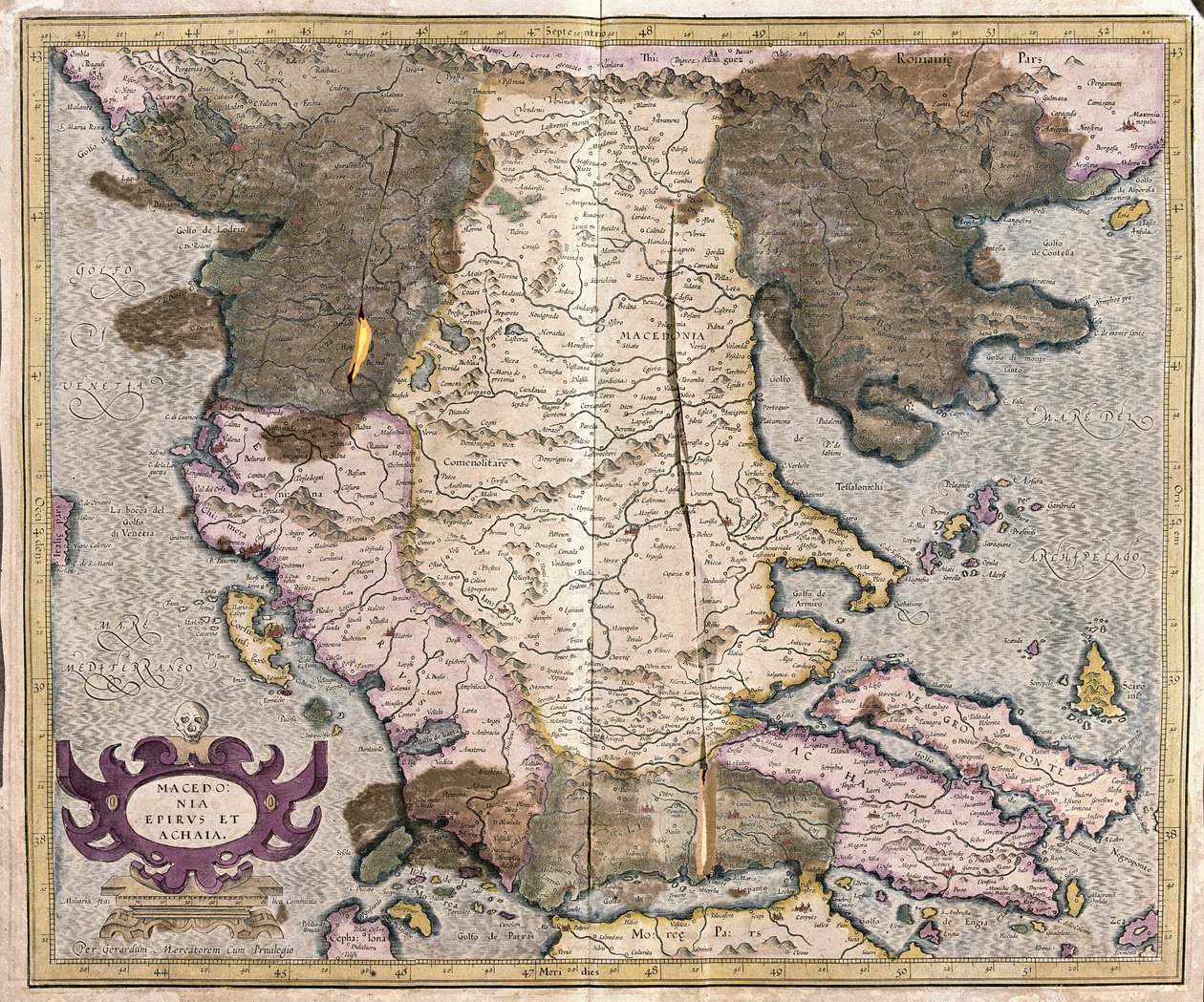 Macedónia e Grécia (gravura de Gerardus Mercator