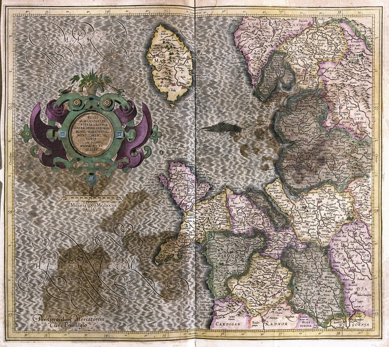 Noroeste da Inglaterra (gravura de Gerardus Mercator